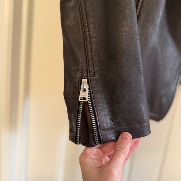 All Saints Dark Brown / Oxblood Leather Jacket - Picture 7 of 16